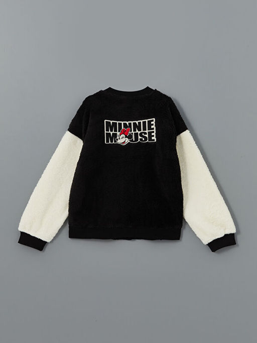 Bisiklet Yaka Minnie Mouse Nak??l? Pel?? K?z ?ocuk Ceket