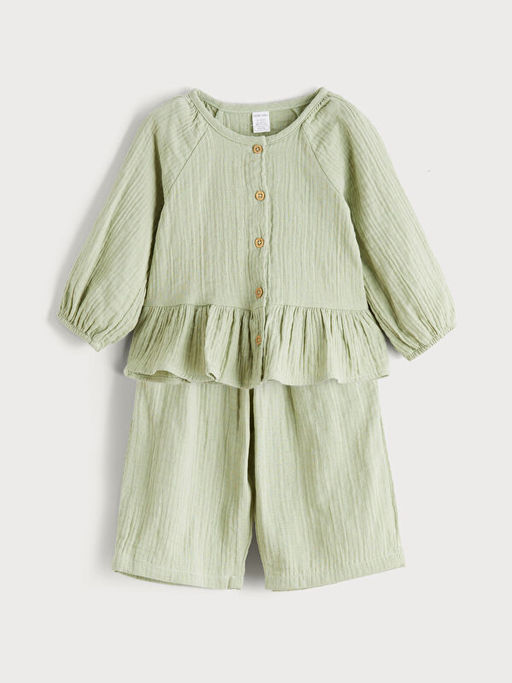 Bisiklet Yaka K?z Bebek M?slin G?mlek ve Pantolon