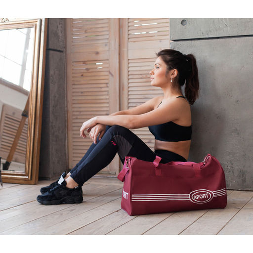 Сумка спортивная, отдел на молнии, длинный ремень, цвет бордовый - Simaland фото 9