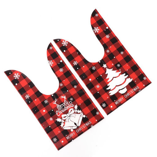 Цена за 50 шт. Пакет полиэтиленовый подарочный новогодний, с ушками Клетка красная, 13?23 см - UPAK LAND фото 2