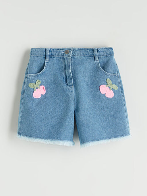 Nak??l? K?z ?ocuk Denim G?r?n?ml? ?ort