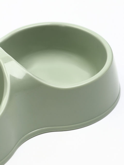 Цена за 2 шт. Миска двойная "Мур-мяу", 200 мл, 22.5 см × 13 см × 6 см, пластик, цвет фисташковый