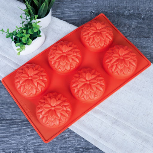 Форма для выпечки 6 ячеек силиконовая Цветы Хризантема 7х3,5 см / V-940 / уп 200/ 0,11/ 28,4*17*3,5 - Галеонтрейд фото 4