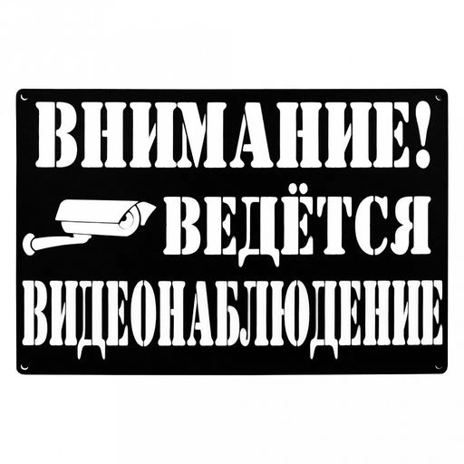 Табличка металлическая "Внимание ведется видеонаблюдение" 29,6х29,6х2см, черно-белый (Россия)