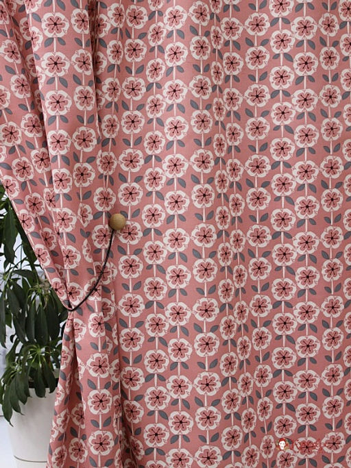 Интерьерный хлопок Цветочная графика цв.пыльная роза, ш.1.5м, хлопок-100%, 250гр/м.кв - Купава фото 3