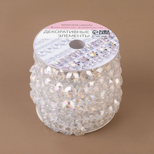 Бусы на нитях, с голографией, 10 мм, 9±1 м, прозрачные