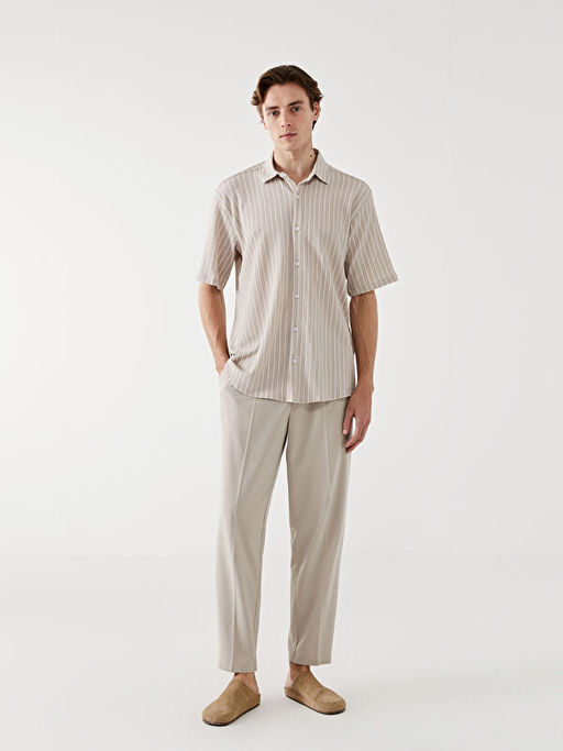 Regular Fit K?sa Kollu ?izgili Erkek G?mlek