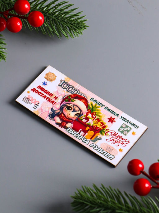 Набор магнитов на холодильник Новогодние банкноты с лошадками 2026, 5 шт.