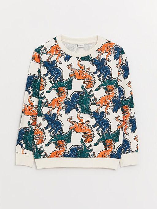 Bisiklet Yaka Bask?l? Uzun Kollu Erkek ?ocuk Ti??rt