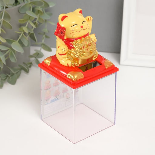 Маятник настольный антистресс «Жёлтый Манэки-нэко с котятами и золотом», 8×8×8.2 см