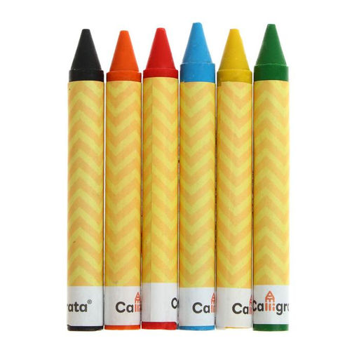 Цена за 3 шт. Мелки восковые Calligrata, цветные, 6 цветов, утолщённые, 93×11 мм