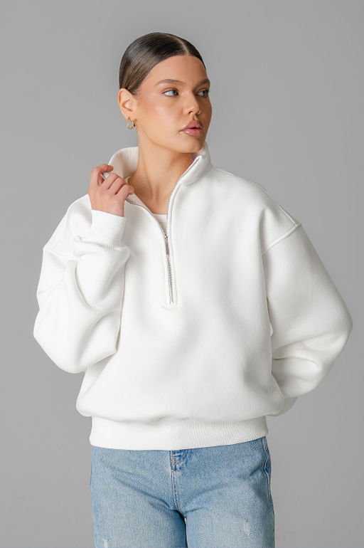 Арт. 1903 Свитшот женский с начесом полузамок 42-50 (5 шт) Цвет:молочный - Калинка фото 5