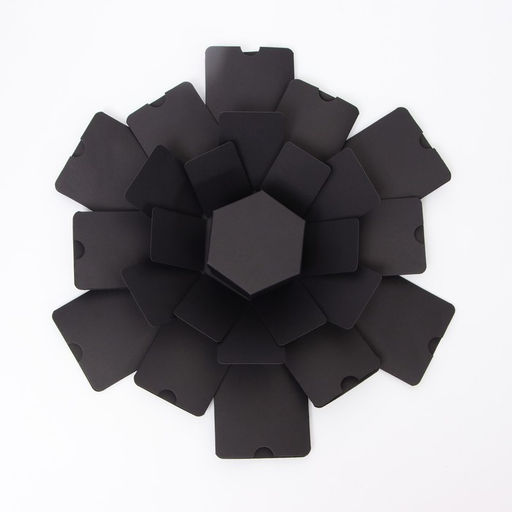 Коробка - сюрприз раскладушка, чёрная, с лентой и двойным скотчем для сборки, 19×13 см