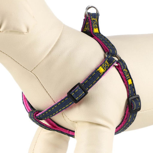 Шлейка Джинс, розовый подклад, ширина 1 см, ОШ 25-40 см, ОГ 25-40 см - Пижон фото 2