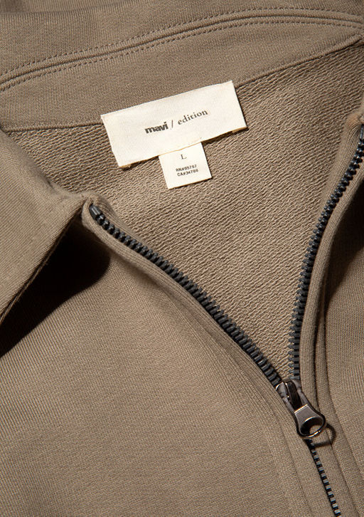 Yar? Fermuarl? Kahverengi Basic Sweatshirt - Mavi фото 6