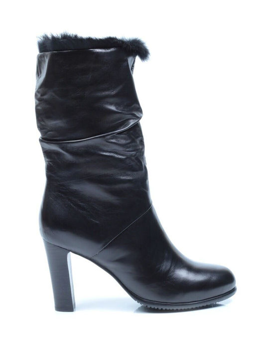 F16-180M BLACK Полусапоги зимние женские (натуральная кожа, натуральный мех (еврозима))