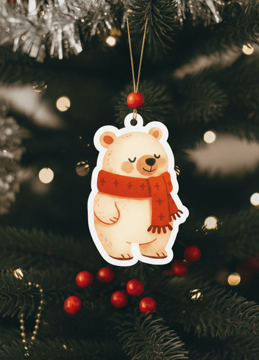 Подвеска новогодняя из дерева iLikeGift "Мишка белый"