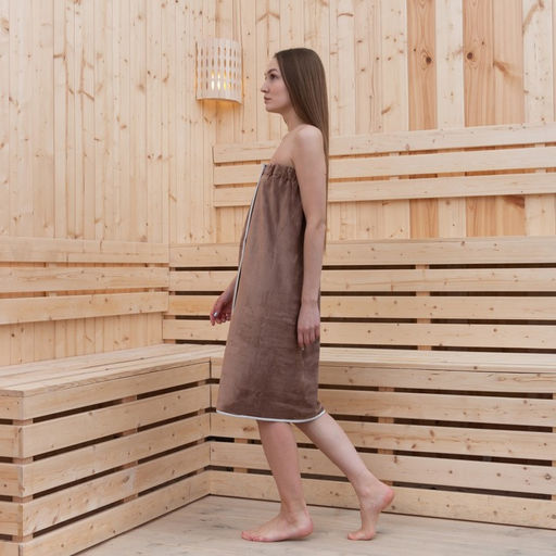 Полотенце-парео Этель для бани, цв. коричневый, 70*140 см, 100% п/э, 280 г/м2  фото 3