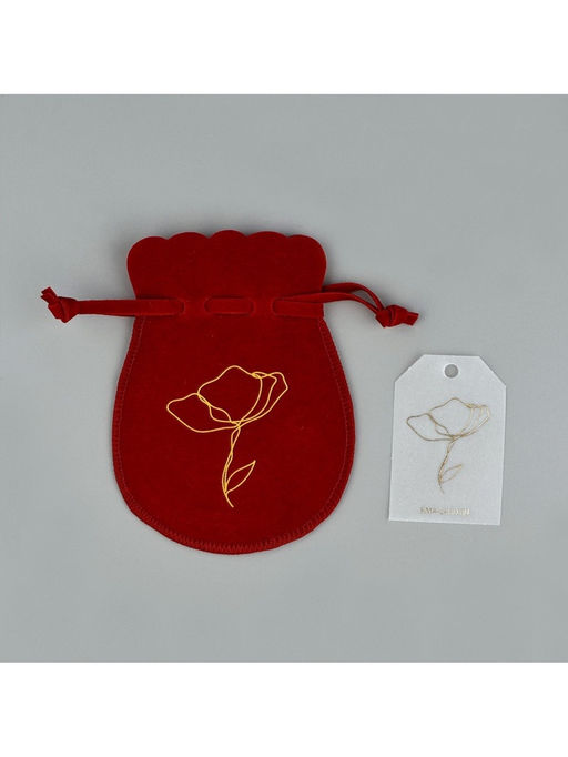 Цена за 5 шт. Мешочек подарочный замшевый Цветок, красный, тиснение, 9?12 см  1.5 см