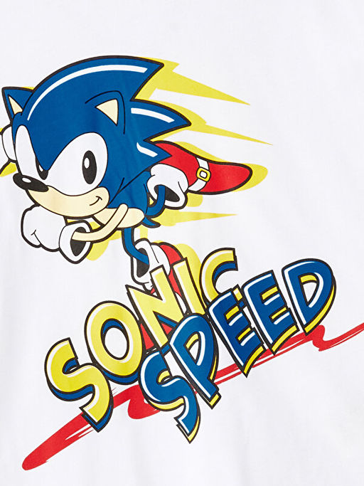 Bisiklet Yaka Sonic Bask?l? K?sa Kollu Erkek Bebek Ti??rt - Waikiki фото 2
