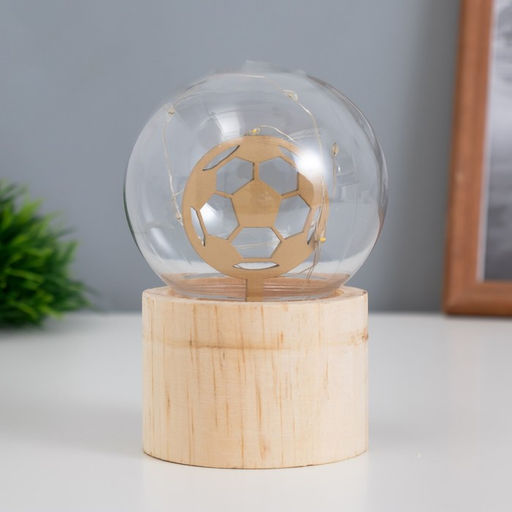 Фигурка светящаяся RISALUX «Футбольный мяч», LED-ночник, 3хAG10, шар-8 см, 6.5×6.5×11.5 см