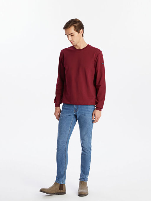 Bisiklet Yaka Uzun Kollu Kal?n Erkek Sweatshirt