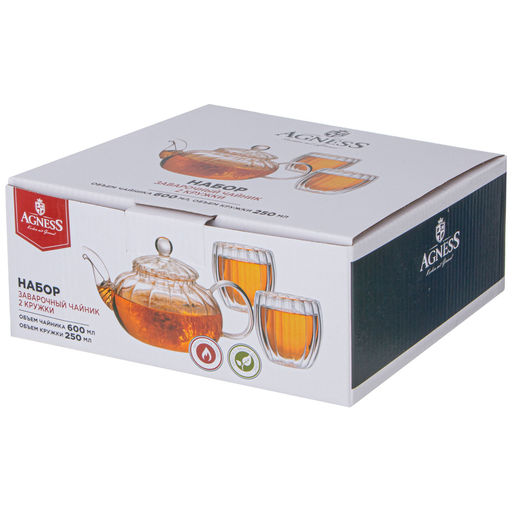НАБОР ЧАЙНИК 600МЛ И 2 КРУЖКИ 250МЛ - Agness фото 2