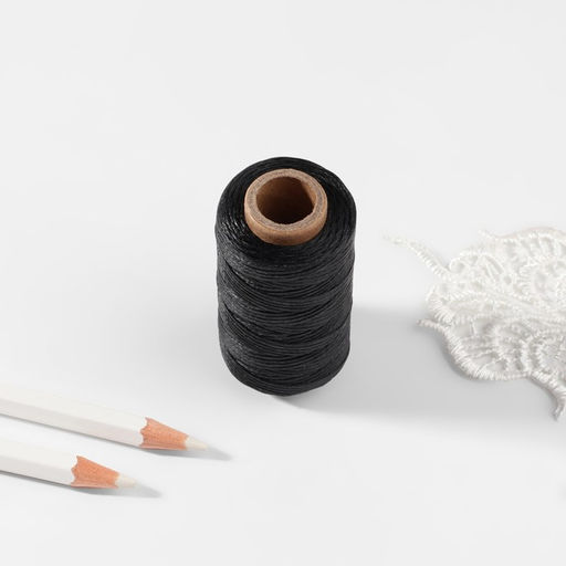 Нитки вощёные, плетёные, плоские, 210D/16, 1 мм, 50±2 м, чёрные