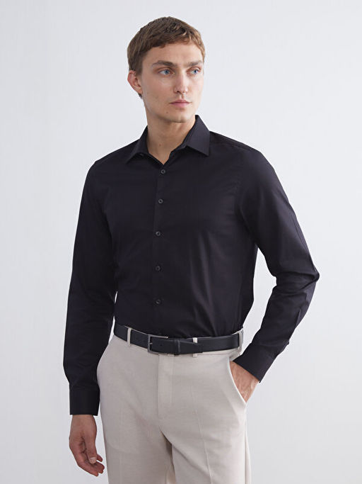 Slim Fit Uzun Kollu Gabardin Erkek G?mlek