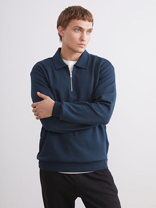 Polo Yaka Erkek Sweatshirt
