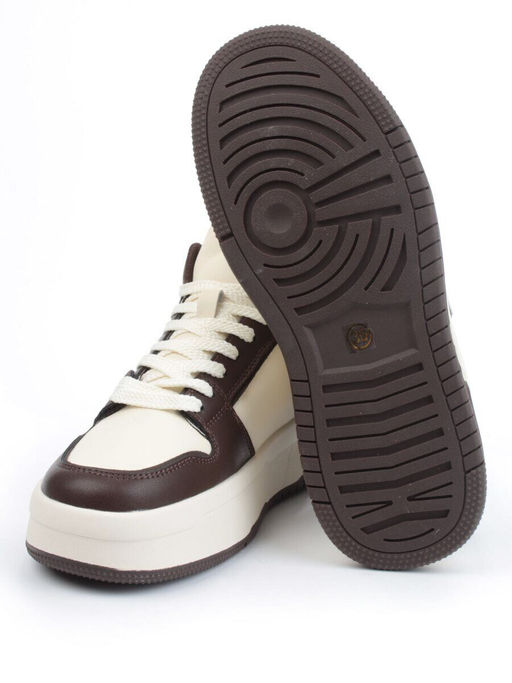 05-P84-2Z BEIGE/BROWN Кроссовки женские зимние (натуральная и искусственная кожа, шерсть)
