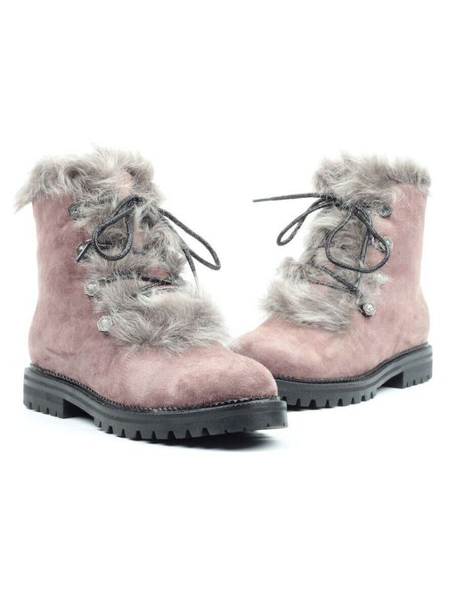 04-AH25-3 BROWN Ботинки зимние женские (натуральная замша, натуральный мех) - Фабричный китай фото 14