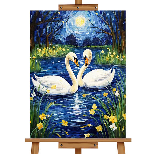 Картина по номерам "Белые лебеди" 40*30 см.