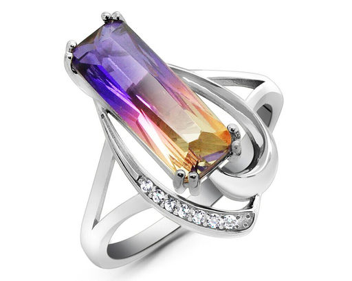 Кольцо из серебра аметрин выращ., МЦВА15