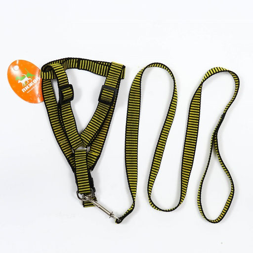 Комплект амуниции рельефный, поводок 120 х 2 см, ОГ 44-50 см, жёлто-чёрный - Пижон фото 7