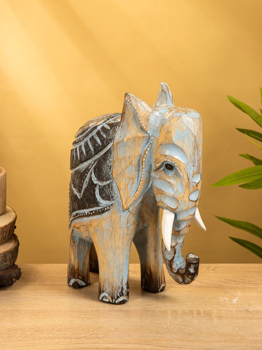 Сувенир «Слон», 24×9×30 см, дерево, коричнево-голубой