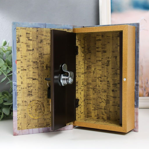 Шкатулка книга-сейф «Девушка с букетом», дерево, искусственная кожа, 21×13×5 см