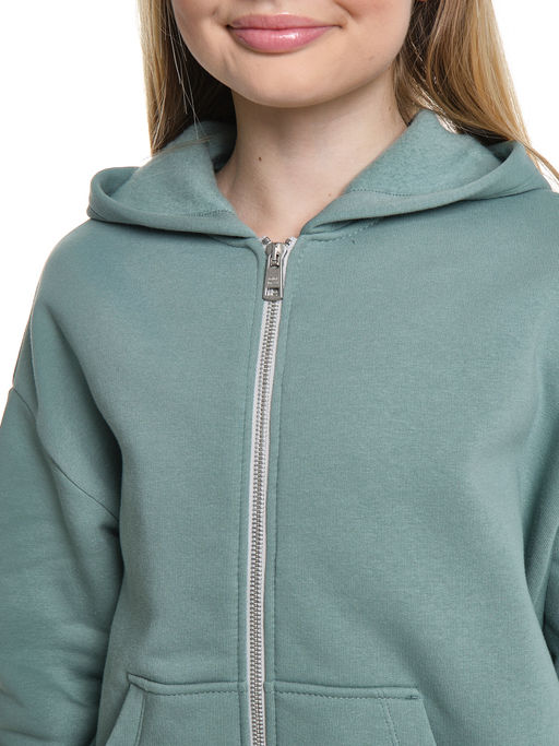 Толстовка с начесом оверсайз на молнии 22-5609 мятный - Mini maxi фото 10