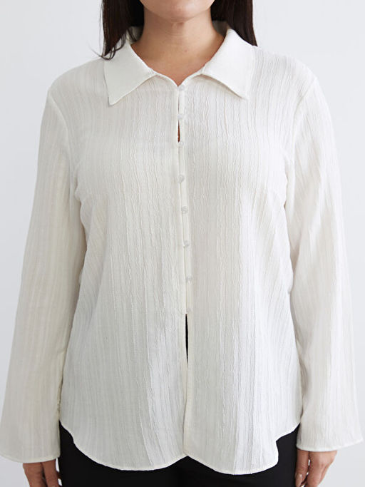 B?y?k Beden Dokulu Poplin Kad?n G?mlek