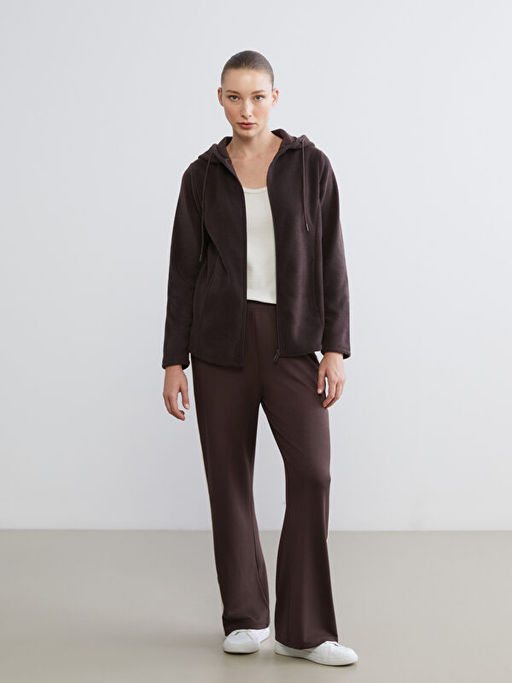 Kap??onlu Polar Kad?n Fermuarl? Sweatshirt