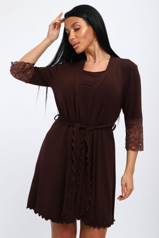 Халат женский из вискозы Адель Нуар шоколад - Амадэль фото 19