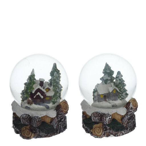 Фигурка декор в стекл шаре "Домик" (подсвет, LR44x2 н/п), D 6 см, L7 W7,5 H8 см, 2в.