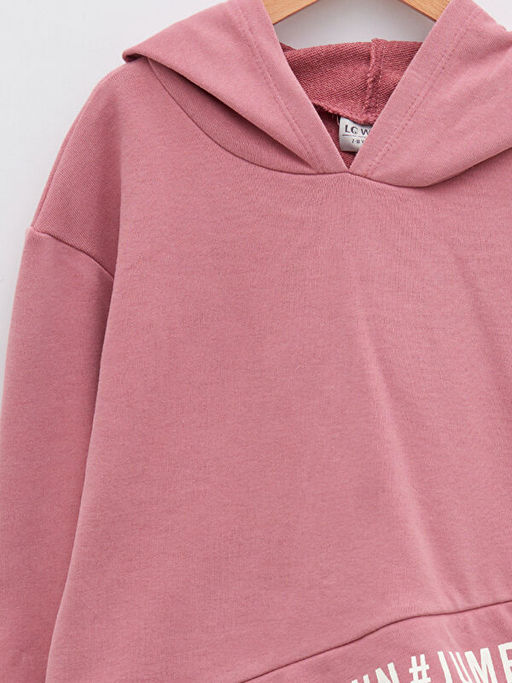 Kap??onlu Bask?l? Uzun Kollu K?z ?ocuk Sweatshirt - Waikiki фото 3