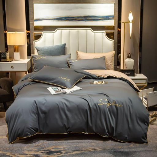 КПБ Mency однотонный с вышивкой MENO019 Евро