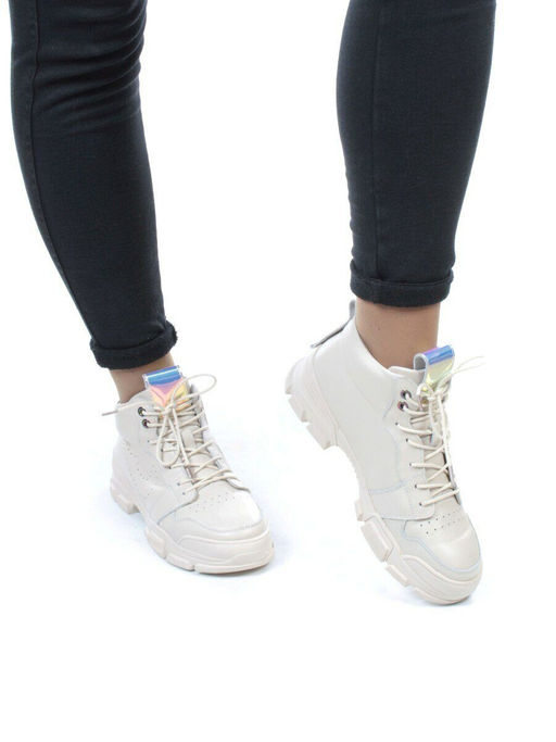 01-REN8-CAX-4-1 BEIGE Ботинки демисезонные женские (натуральная кожа, байка) - Фабричный китай фото 3