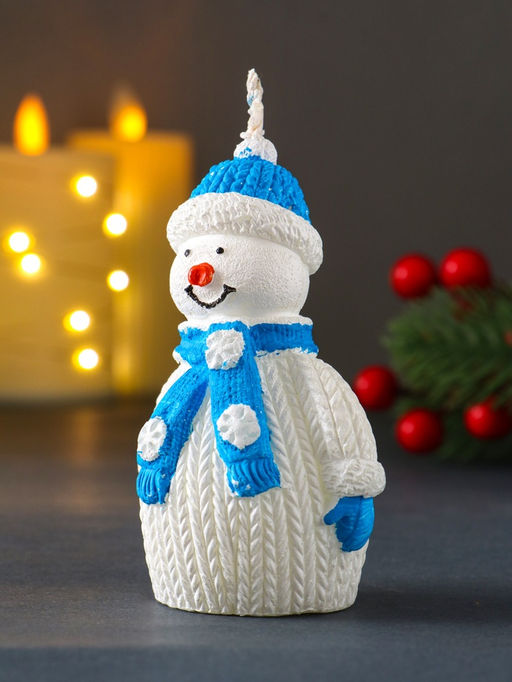 Цена за 2 шт. Свеча декоративная Снеговик, голубой - Simaland фото 4