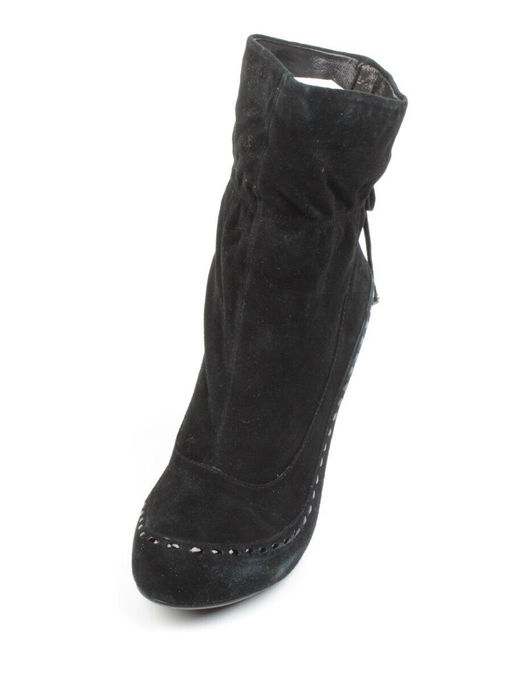 02-002-501/1/21 BLACK Полусапоги женские (натуральная замша,байка) - Фабричный китай фото 2