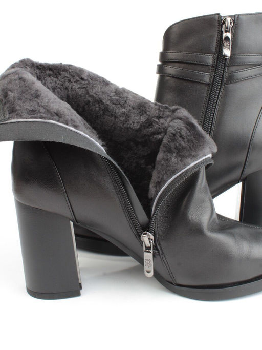 04-M3-L835 BLACK Ботильоны зимние женские (натуральная кожа, натуральный мех) - Фабричный китай фото 15