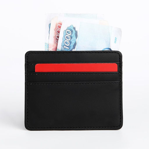 Картхолдер, на 3 карты, отделение для купюр, чёрный