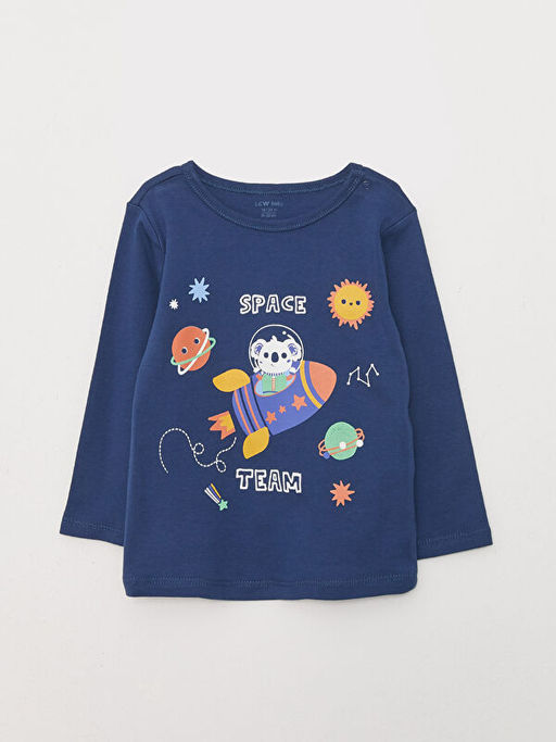 Bisiklet Yaka Uzun Kollu Bask?l? Erkek Bebek Pijama Tak?m - Waikiki фото 2